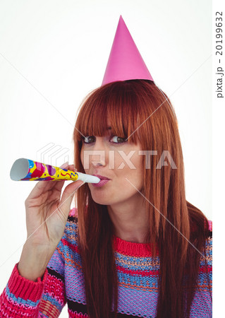 Smiling hipster woman with hat party Smiling hipster woman with hat party 20199632