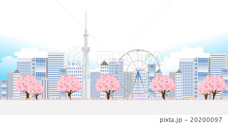 桜 東京 春 背景 のイラスト素材 0097