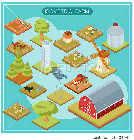 Isometric farm icon set 20201645