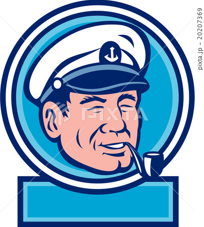 Sea Captain Smoking Pipe Circle Retro 20207369