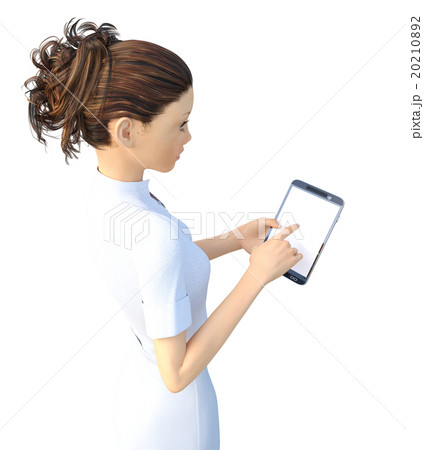 タブレットを使う白衣の女性 Perming 3dcg イラスト素材のイラスト素材 2102