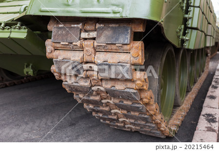 Caterpillars of a military tank close up detail 20215464