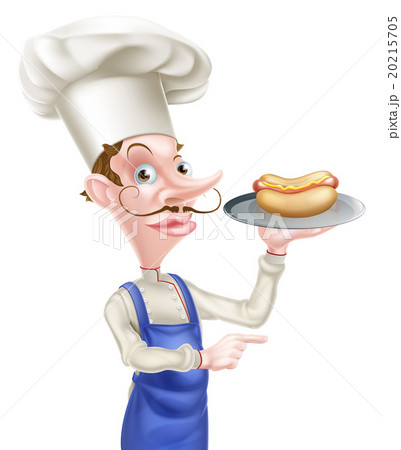 Cartoon Chef Holding a Hotdog Cartoon Chef Holding a Hotdog 20215705
