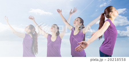 Composite image of woman meditating Composite image of woman meditating 20218558