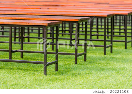 Bench in the park with green grass 20221108