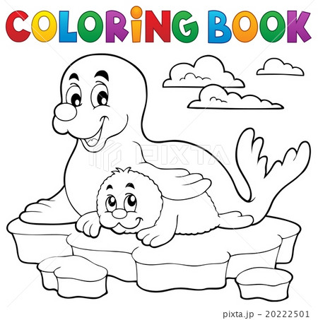 Coloring book happy seal with pup 20222501