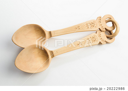 Wooden spoon on white background 20222986