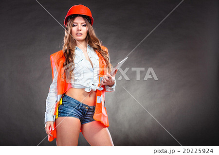 Woman structural engineer with tablet working. Woman structural engineer with tablet working. 20225924
