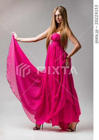 Sexy Blonde Woman in Red Fashion Dress Sexy Blonde Woman in Red Fashion Dress 20229153