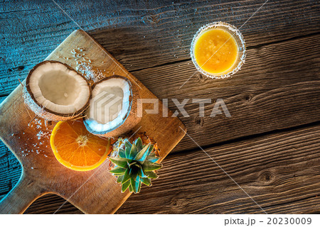 fruit pineapple smooties with coconut and orange 20230009