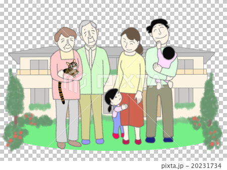 家族　老夫婦と若夫婦と子供　住宅 20231734