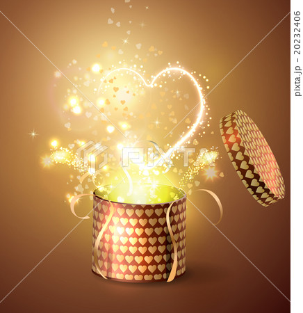 Opened gift-box with  hearts. 20232406
