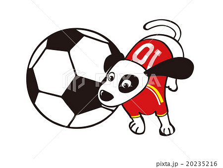 サッカーする犬_赤 20235216