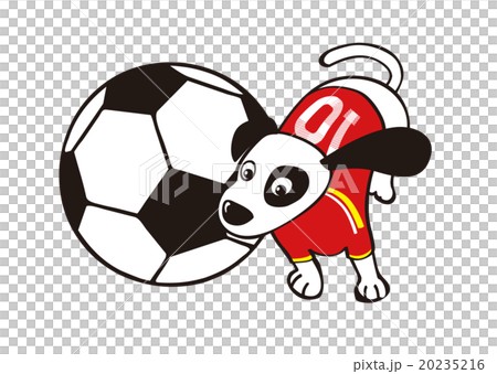 サッカーする犬_赤 20235216