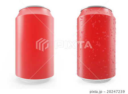 Set red aluminum cans, wet with drops and without. 20247239