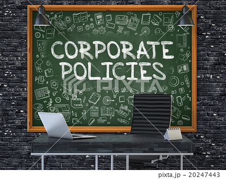 Corporate Policies on Chalkboard in the Office. 20247443