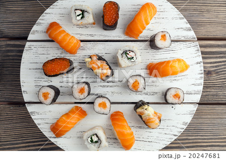 A plate full of sushi at a fish buffet 20247681