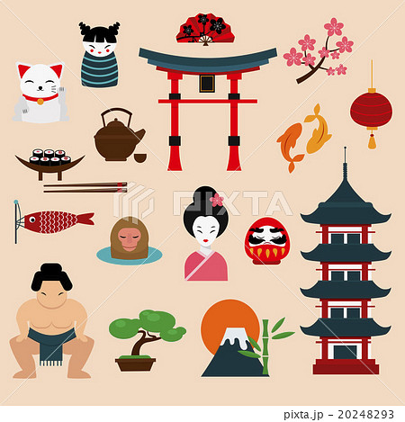 Japan landmark travel vector icons elements 20248293