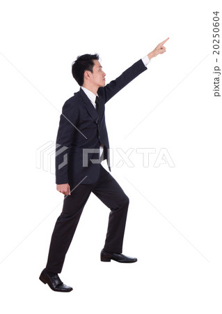 business man stepping up and pointing to target isolated on whit 20250604