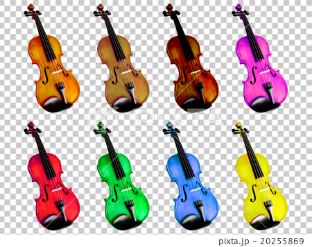 バイオリン 8色セットのイラスト素材