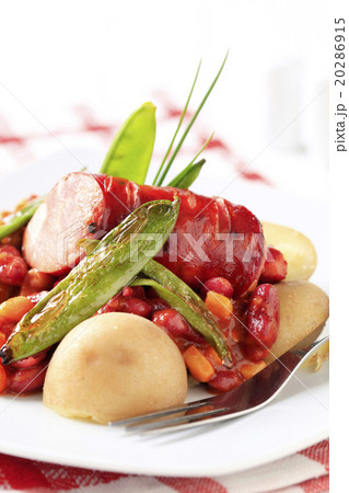 Bean and corn chili with sausage and potatoes Bean and corn chili with sausage and potatoes 20286915