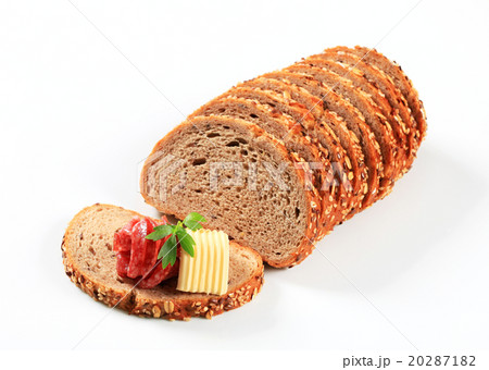Bread with butter and salami Bread with butter and salami 20287182