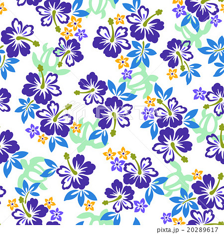 ハイビスカス柄のイラスト素材 2617
