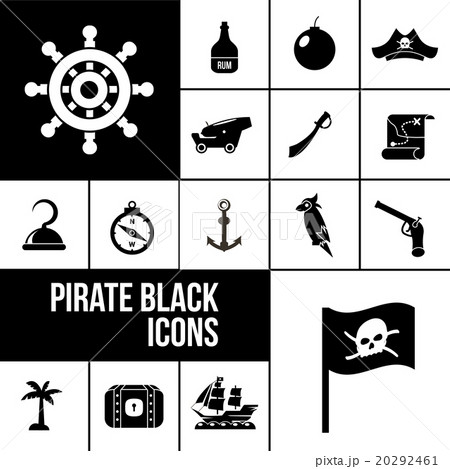 Pirate icons black set 20292461
