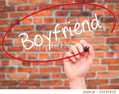 Man Hand writing Boyfriend with  marker  20292620