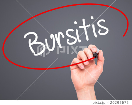 Man Hand writing Bursitis with marker Man Hand writing Bursitis with marker 20292672