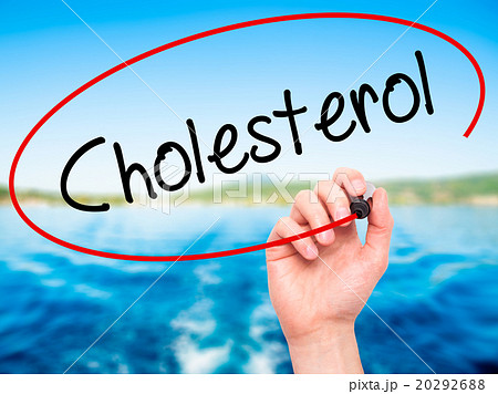 Man Hand writing Cholesterol with black marker  20292688