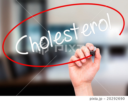 Man Hand writing Cholesterol with black marker Man Hand writing Cholesterol with black marker 20292690