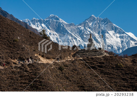 Buddhist stupa with Lhotse wall and Mt. Everest Buddhist stupa with Lhotse wall and Mt. Everest 20293238