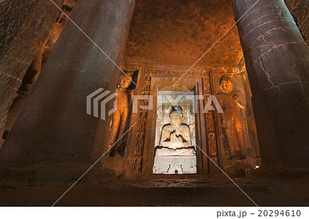 Ajanta Cave with Buddha statue, India 20294610