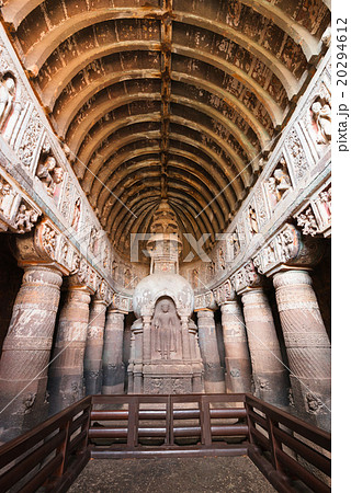 Ajanta Cave with Buddha statue, India 20294612