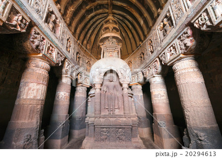 Ajanta Cave with Buddha statue, India Ajanta Cave with Buddha statue, India 20294613
