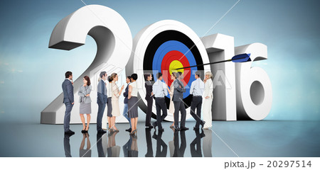 Composite image of many business people standing in a line 20297514