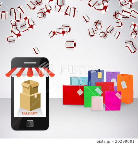 Composite image of delivery app on mobile phone screen Composite image of delivery app on mobile phone screen 20299081