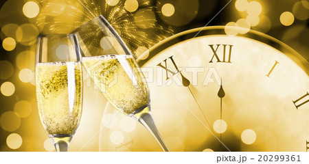 Composite image of champagne glasses clinking 20299361