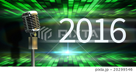 Composite image of digitally generated retro microphone on stand 20299546