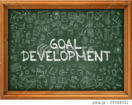 Goal Development - Hand Drawn on Green Chalkboard. 20308352