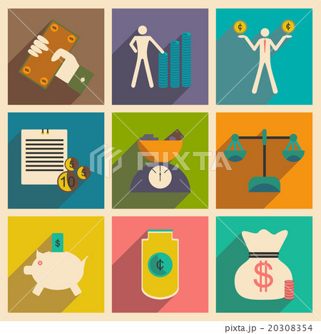 Flat with shadow concept Stylish economic icons 20308354