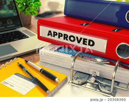 Red Office Folder with Inscription Approved. 20308360