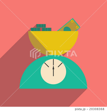 Flat with shadow icon Scale full of money 20308368