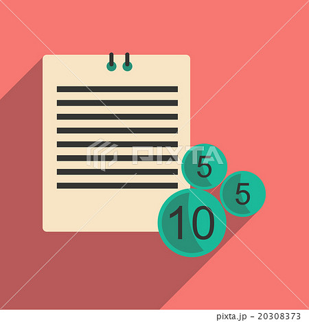 Flat with shadow icon contract and coins 20308373