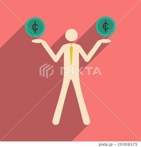 Flat with shadow icon man and coins 20308375