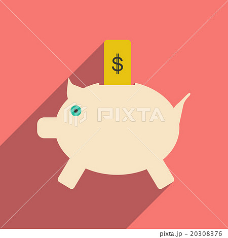 Flat with shadow icon piggy bank and dollar 20308376