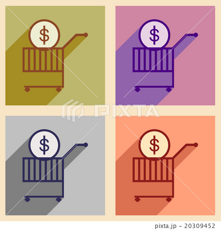 Modern collection flat icons with shadow coin in 20309452