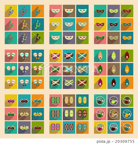 Concept of flat icons with long shadow Brazilian Concept of flat icons with long shadow Brazilian 20309755