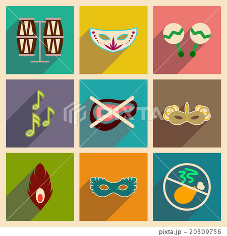 Concept of flat icons with long shadow Brazilian 20309756